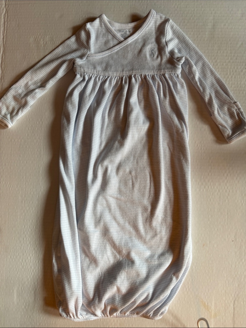 Ralph Lauren Baby Long Sleeve Knit Sleep Sack in Light Blue Stripe